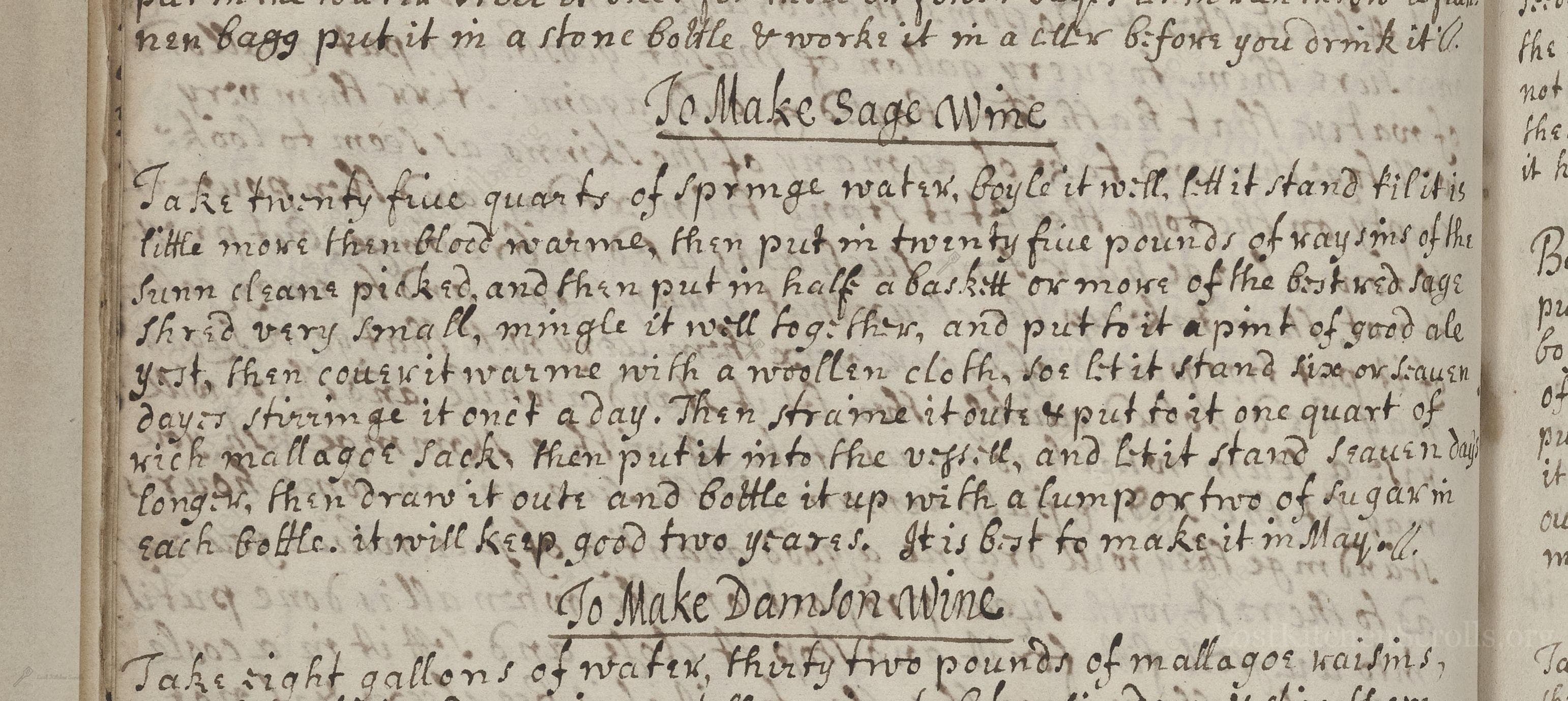 Historical recipe for To Make Sage Wine