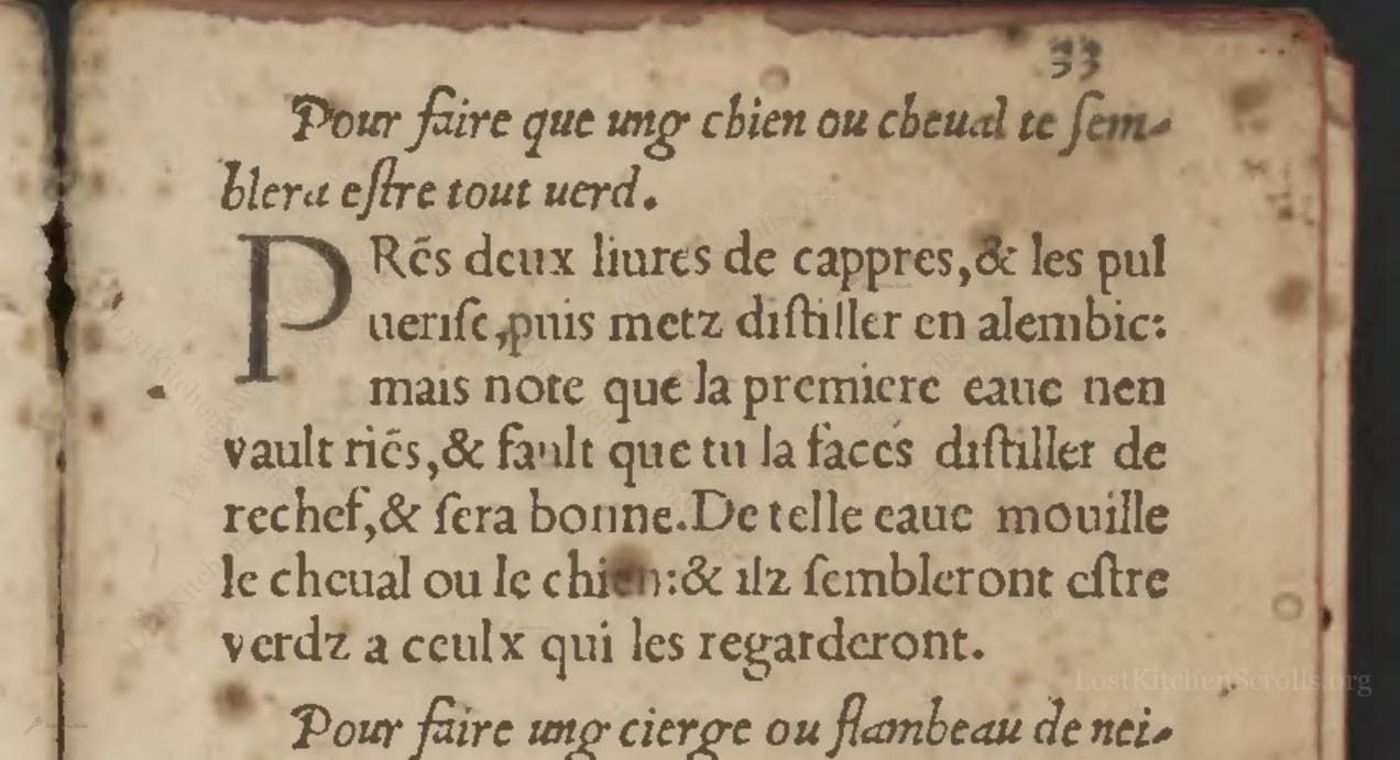 Pour Faire Que Ung Chien Ou Cheual Te Semblera Estre Tout Uerd