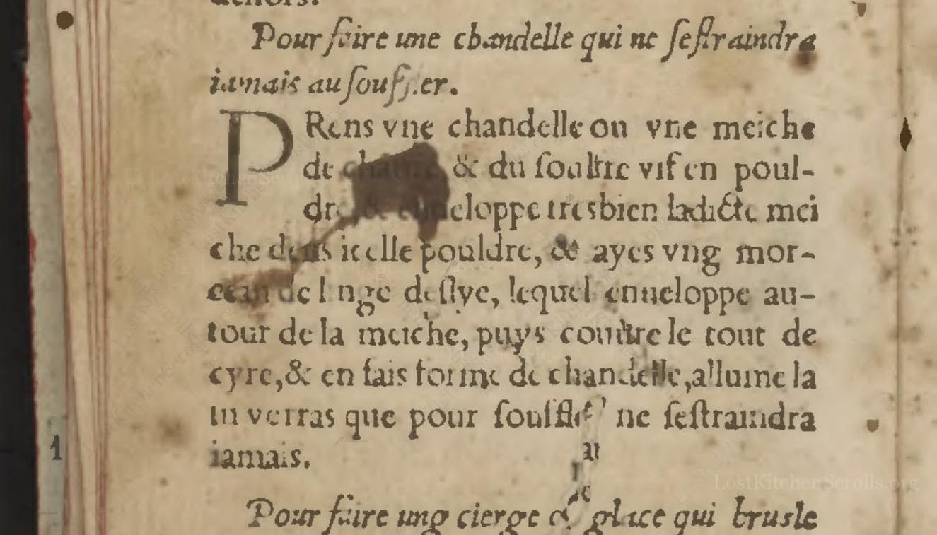 Pour Faire Vne Chandelle Qui Ne Sestraindra Iamais Au Fouffler
