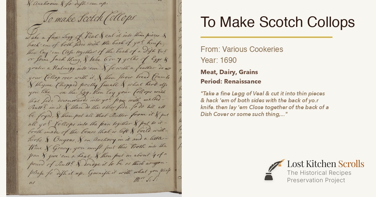Collops Scotland To Make Scotch Collops - Various Cookeries (1690)